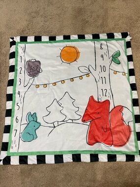 Woodland Fox & Bunny Growth Chart Blanket - Red, Teal, Orange